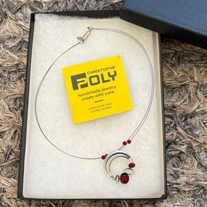 New ! Handmade Silver and Red Necklace